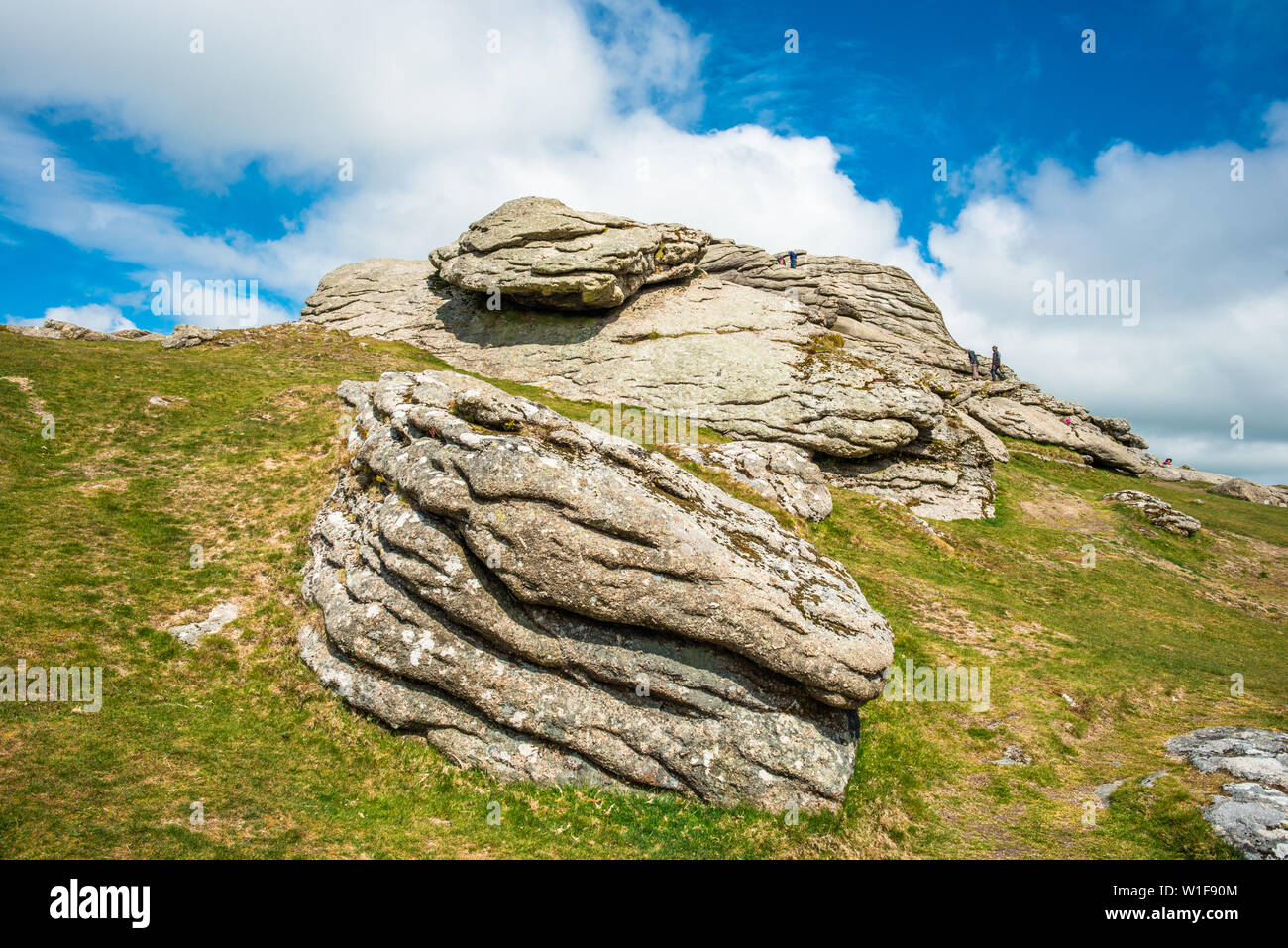 Haytor rock nel Parco Nazionale di Dartmoor, Devon, Inghilterra, Regno Unito. Foto Stock