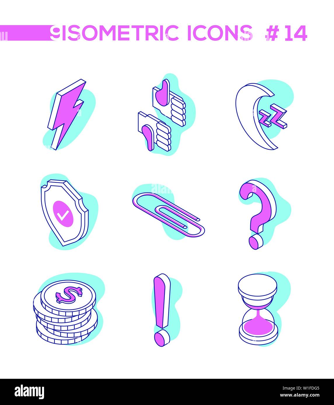 Business e social media - linea design di stile oggetti isometrica Illustrazione Vettoriale