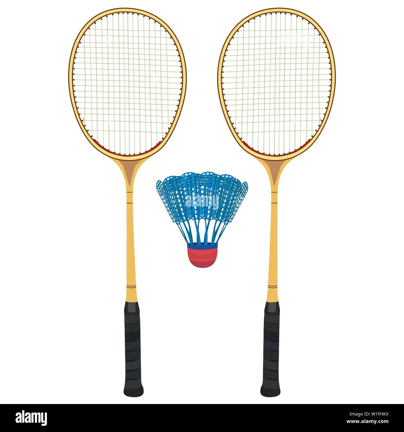Badminton Racchette e volano, vettore illustrazione isolato Illustrazione Vettoriale