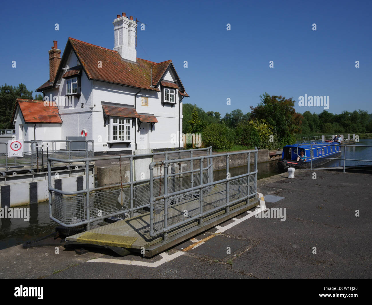 Goring Lock sulla la Ridgeway e Thames percorsi, Goring Gap, Goring-on-Thames, Oxfordshire, Inghilterra, Regno Unito, GB. Foto Stock