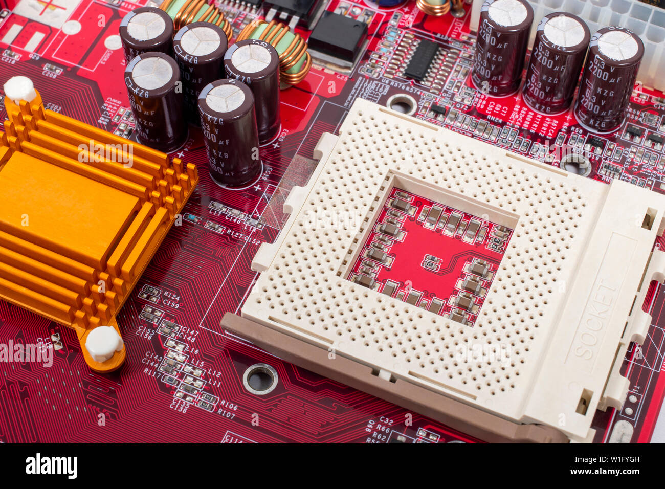 Chiudere la vista del computer socket della CPU. Foto Stock