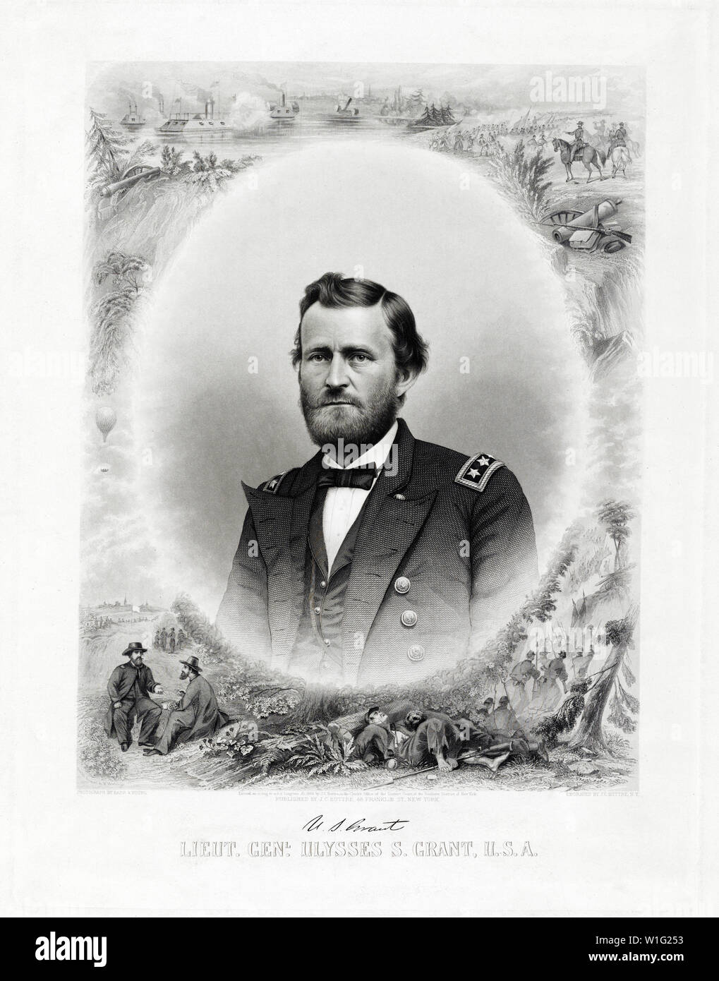 Lieut. Generale Ulysses S. Grant, incisione da J.C. Buttre da una fotografia da Barr & Young, 1864 Foto Stock