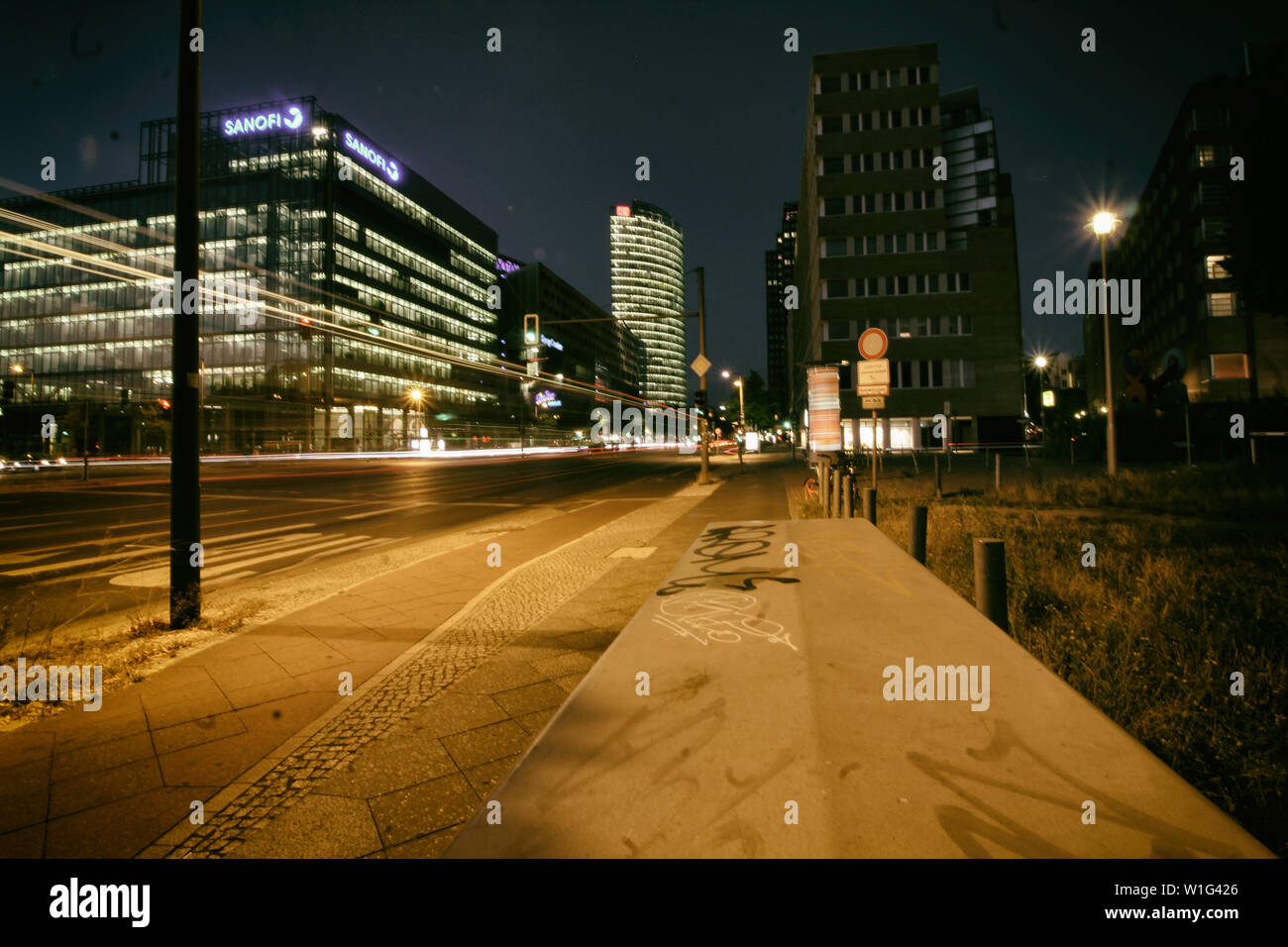 Notte tempo sparare nel distretto di potsdamerplatz Foto Stock