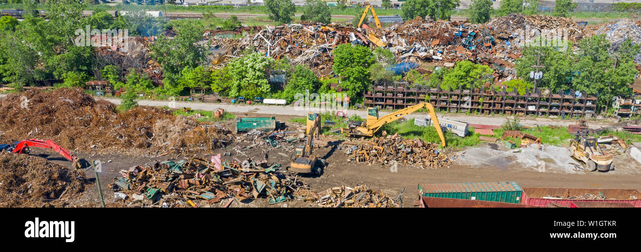 Detroit, Michigan - Rottami di metallo cantiere di riciclaggio. Foto Stock
