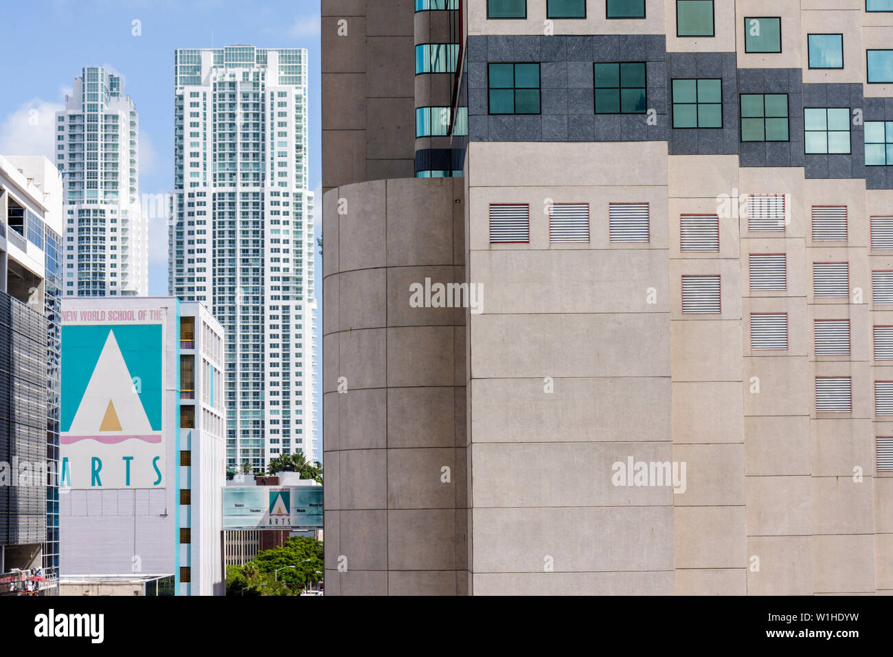 Miami Florida, centro, edificio, grattacieli grattacieli edificio edifici uffici, immobiliare commerciale, residenziale torre condominio, FL0910 Foto Stock