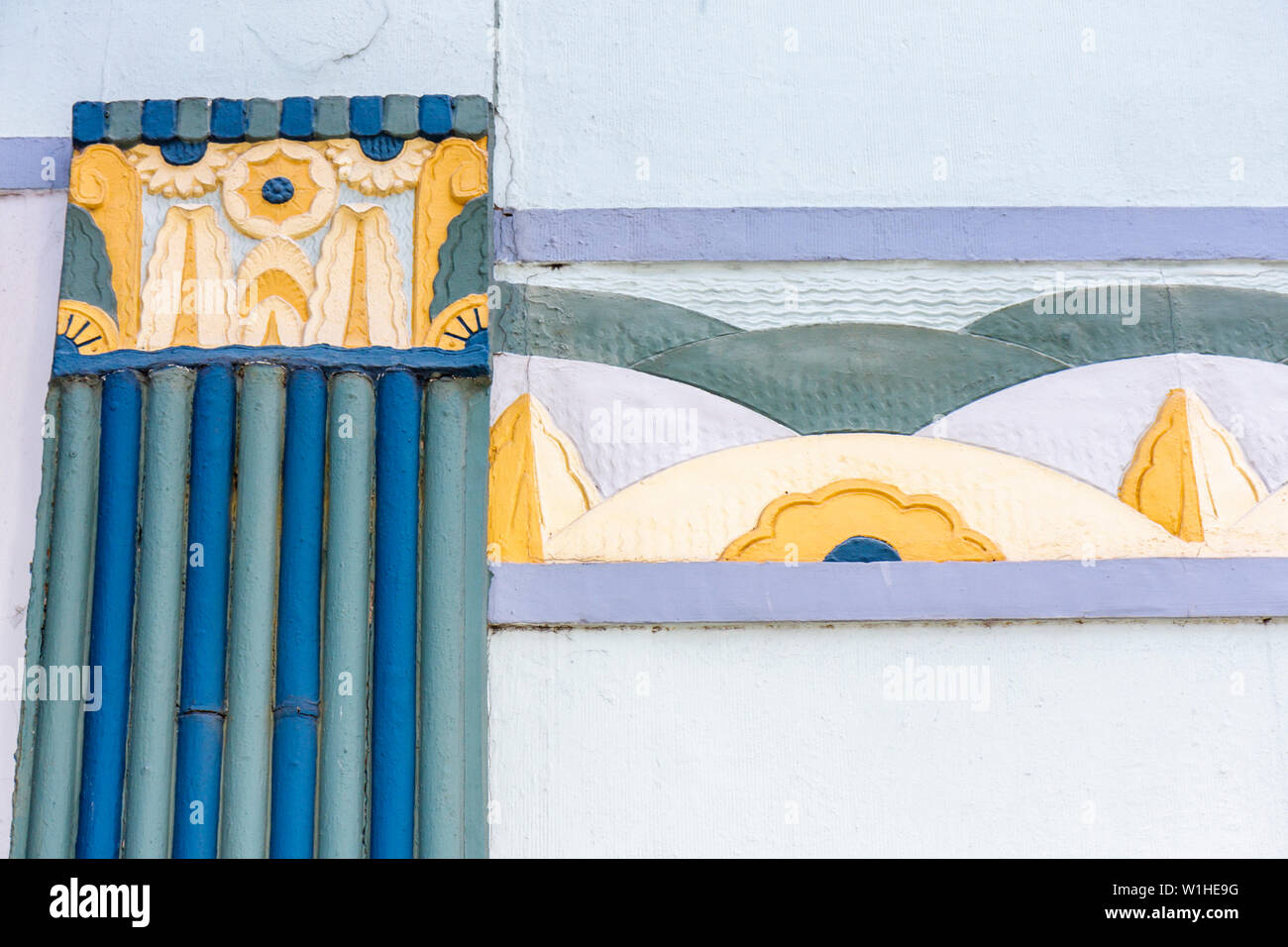 Miami Beach Florida, Collins Avenue, quartiere storico Art Deco, dettagli dell'edificio, architettura, architettura, conservazione, design ornamentale, trave visitatori Foto Stock