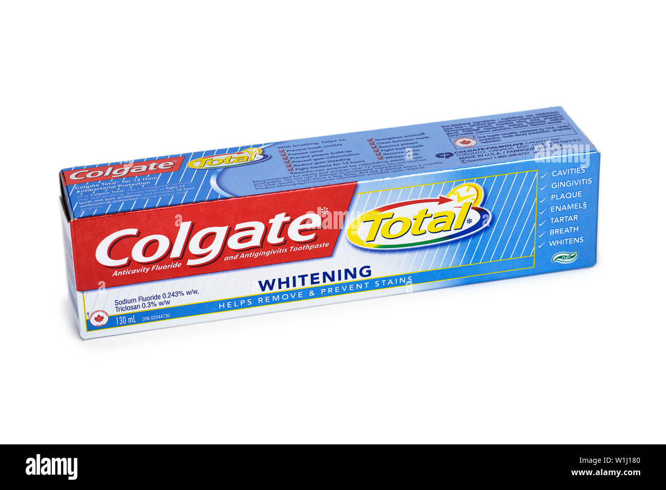 Colgate Dentifricio sbiancante, tubo, confezione Foto Stock