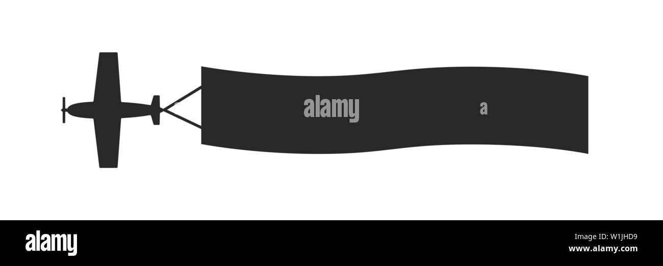 In aereo con il nero di pubblicità banner. Piano con nastro vuoto. Illustrazione Vettoriale