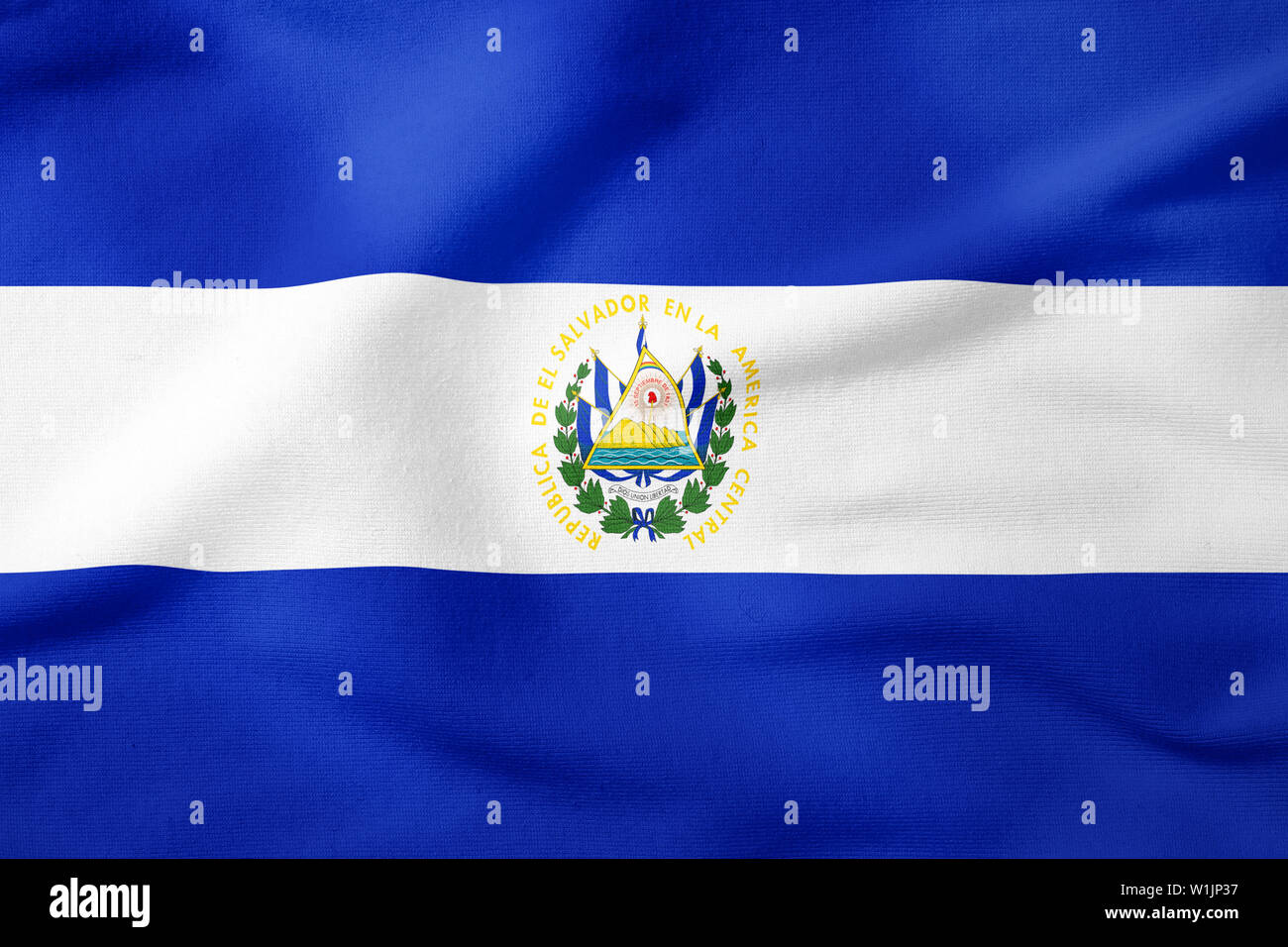 Bandiera Nazionale di El Salvador - Forma rettangolare simbolo patriottico Foto Stock