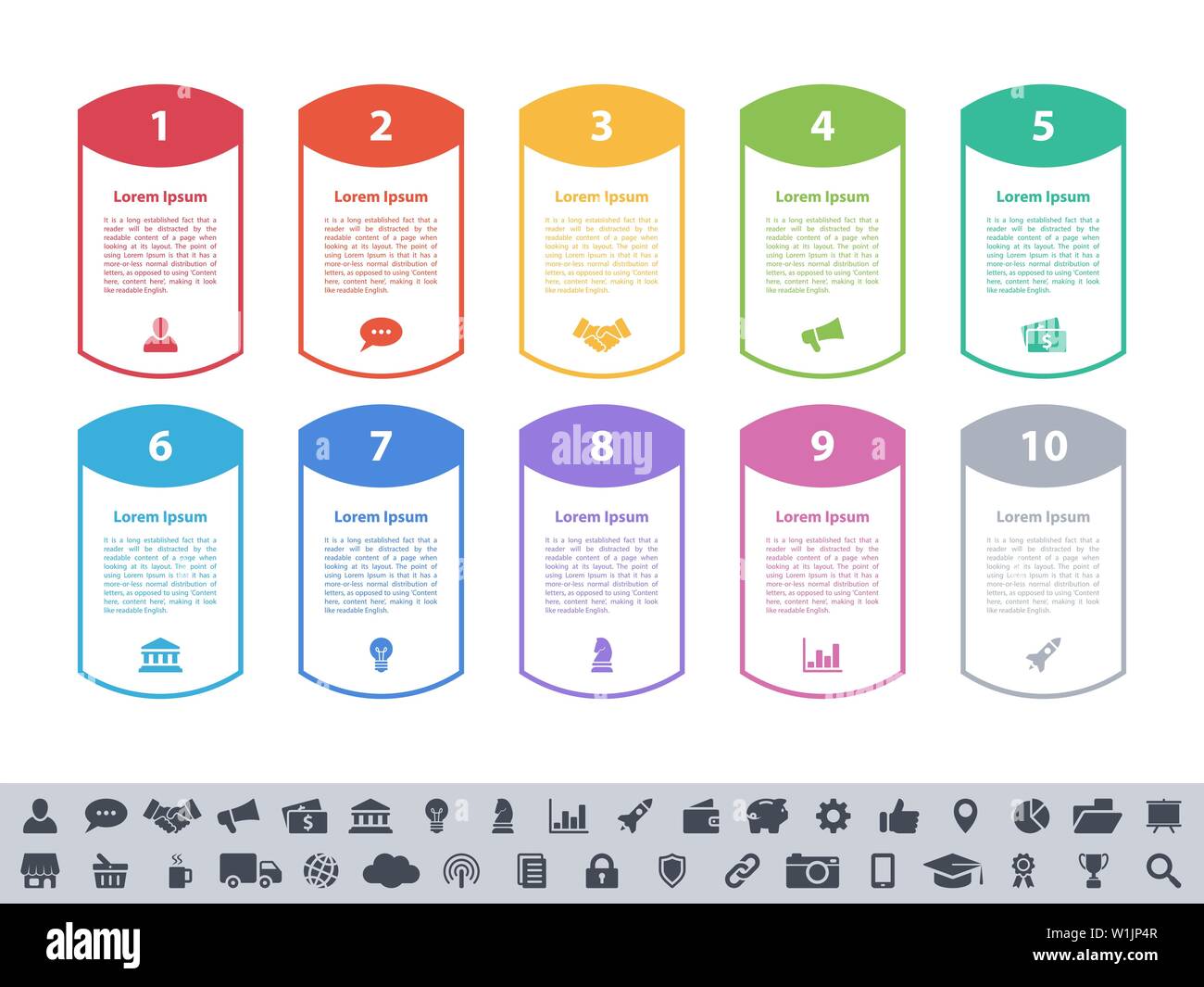 Infografico business design concept illustrazione vettoriale con dieci passi o le opzioni o i processi rappresentano il flusso di lavoro o di diagramma Illustrazione Vettoriale