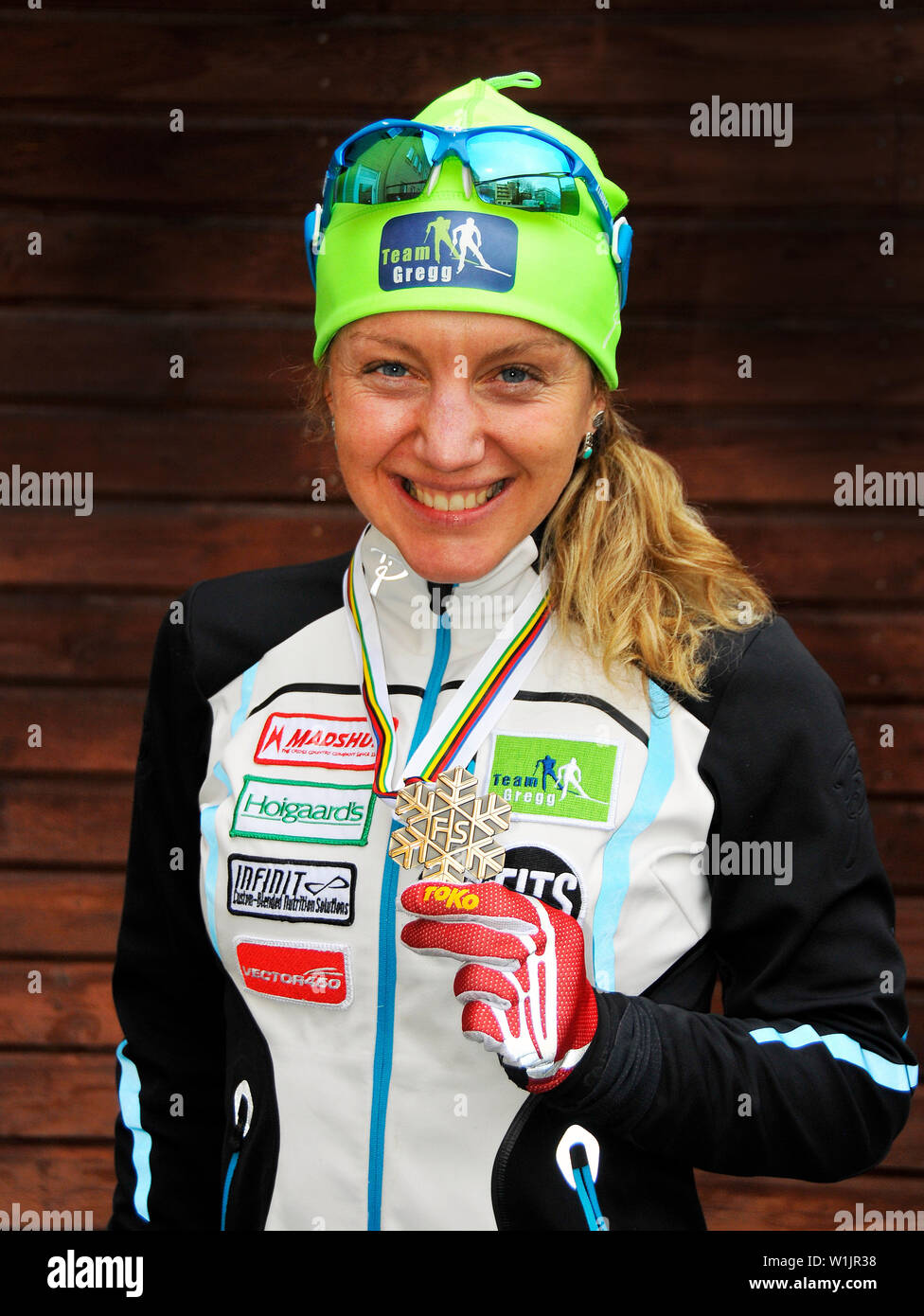 Medaglia di Bronzo Caitlin Gregg a Falun 2015 FIS Nordic Ski World Championships. (U.S. Ski Team - Tom Kelly) Foto Stock