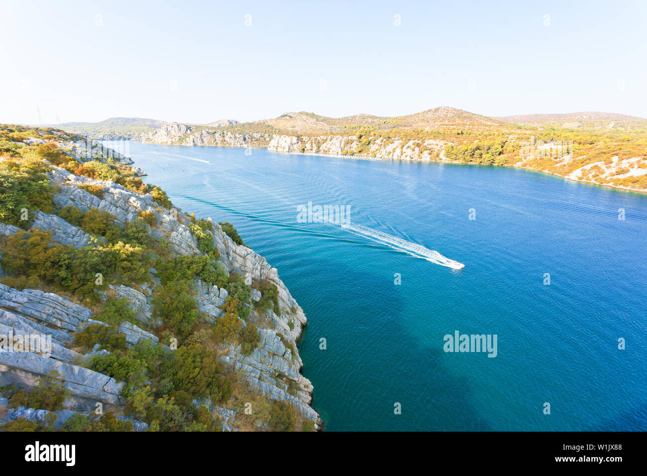 Sibenik, Croazia, Europa - Gita in barca a Sibenik entro la natura della Croazia Foto Stock