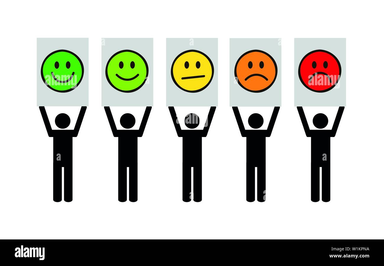 Feedback rating emoticon pittogramma su uno sfondo bianco illustrazione vettoriale EPS10 Illustrazione Vettoriale