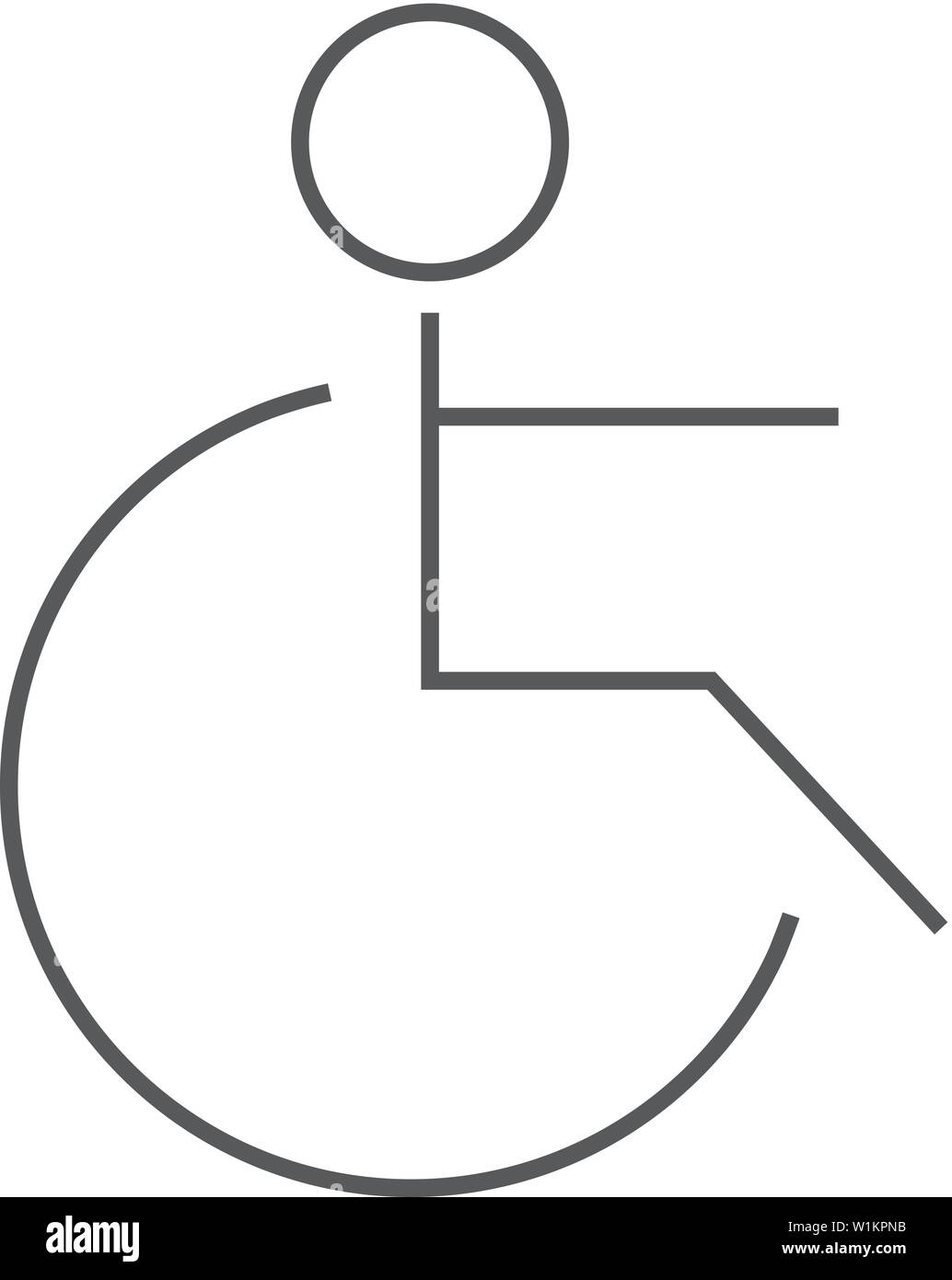 Accesso per disabili icona nel contorno sottile stile. Per la costruzione di strade di cura per sedia a rotelle Illustrazione Vettoriale