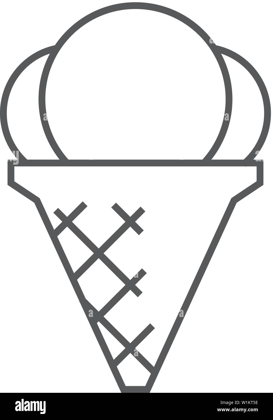 Ice Cream icona nel contorno sottile stile. Delizioso dolce sapore di cioccolato Illustrazione Vettoriale