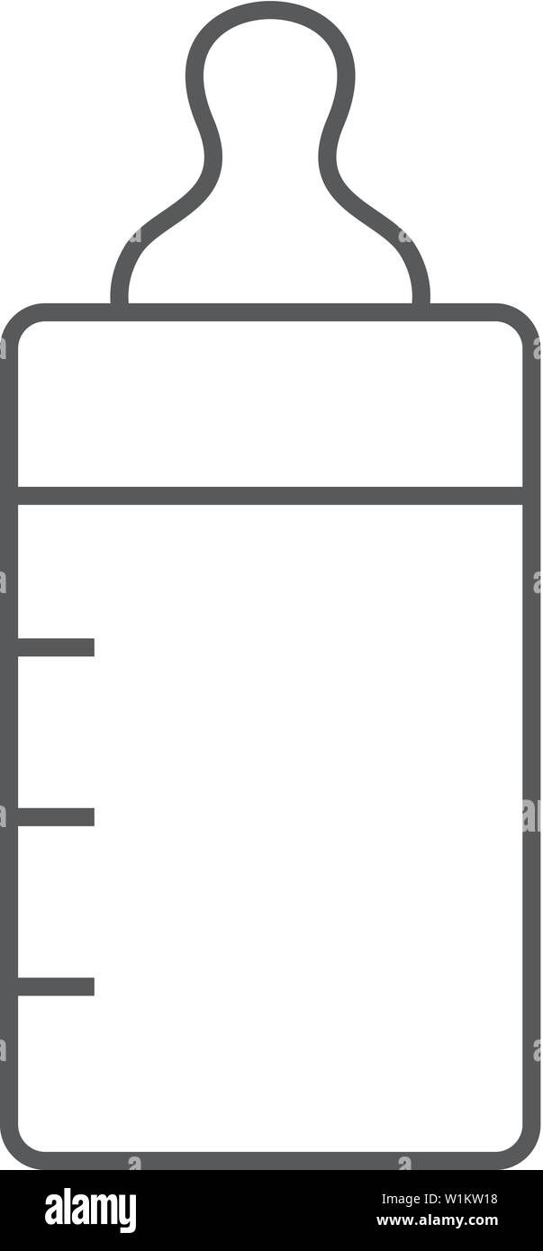 Bottiglia di latte icona nel contorno sottile stile. Baby toddler succhietto comforter potabile Illustrazione Vettoriale