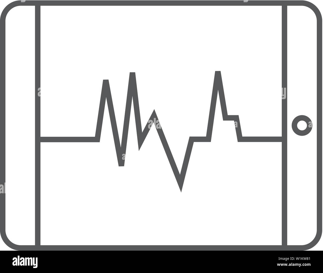 Monitor frequenza cardiaca icona nel contorno sottile stile. Cure mediche sorveglianza digitale pazienti critici di coma Illustrazione Vettoriale