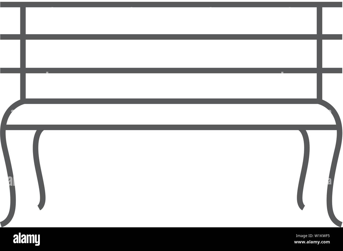 Una panchina nel parco icona nel contorno sottile stile. Ricreazione rilassamento in attesa Illustrazione Vettoriale