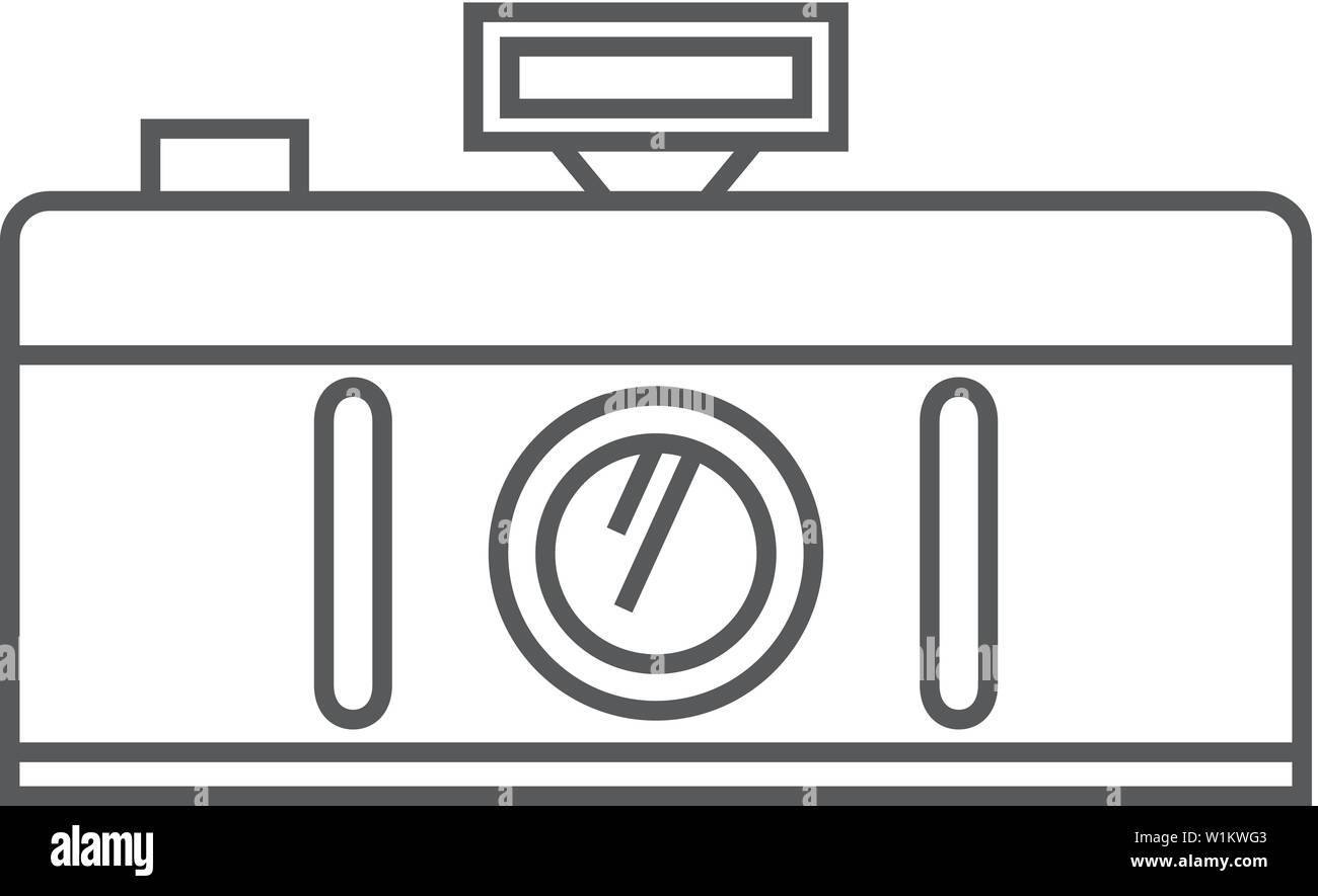 Panorama icona fotocamera sottile in stile contorno. Natura Di Paesaggio architecture photography lente Illustrazione Vettoriale