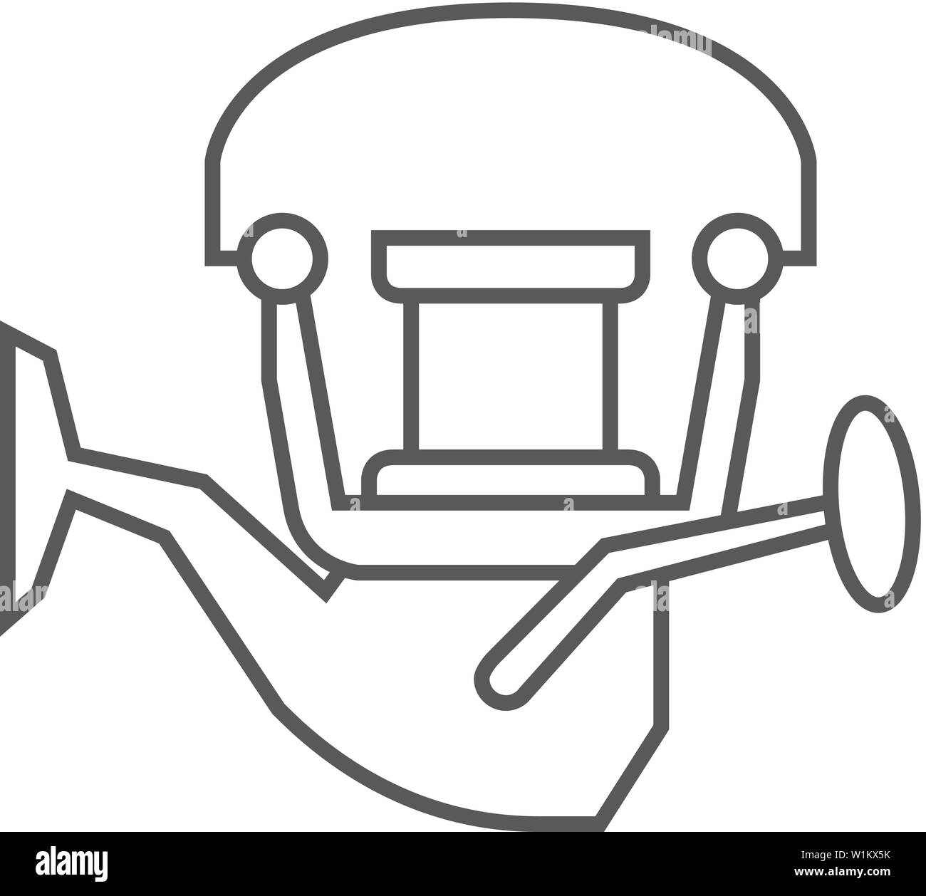 Mulinello da pesca icona nel contorno sottile stile. Sport d'acqua linea pesce pescatore di pesca a strascico Illustrazione Vettoriale