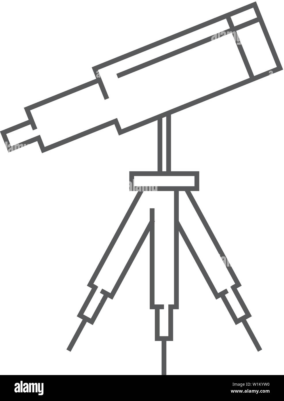 Icona di telescopio nel contorno sottile stile. Spazio, stelle constellation Illustrazione Vettoriale