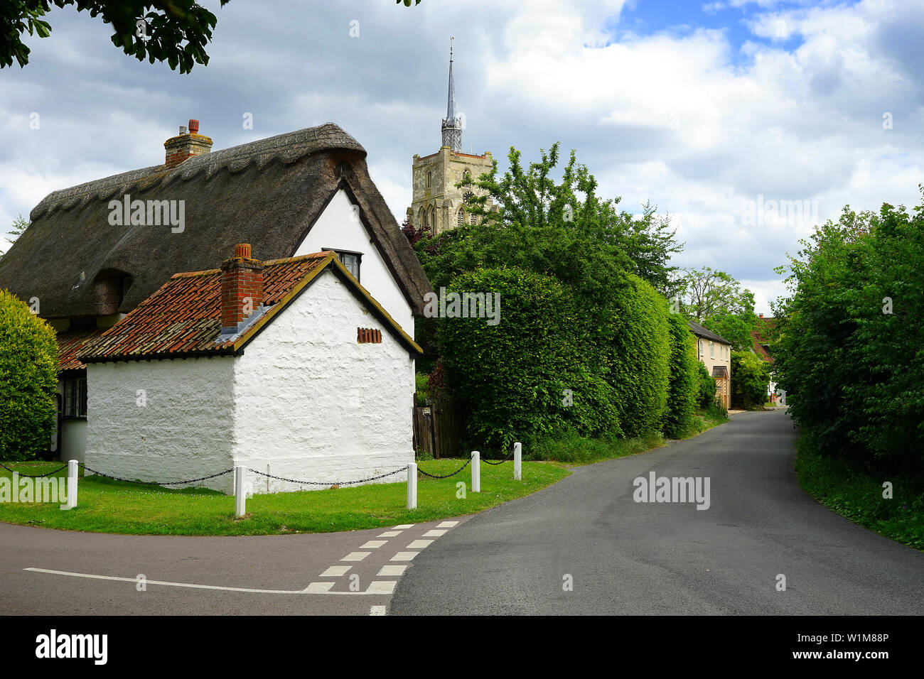 Una vista della catena e Cottage Gardiners Lane, Ashwell Foto Stock