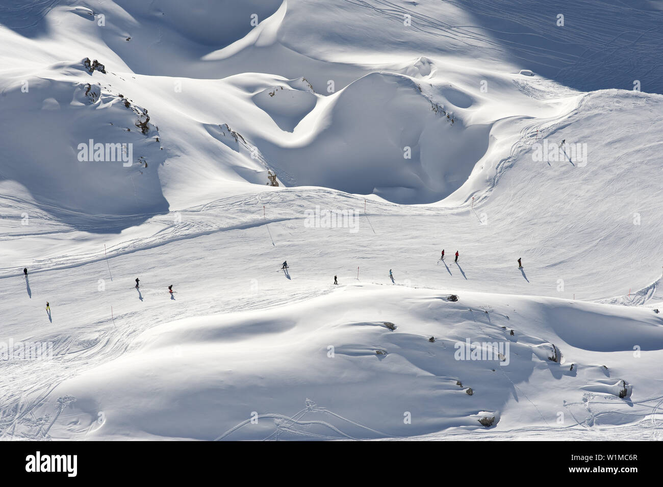 Perfectlz sci piste per correre verso la Ulmer Hütte Foto Stock