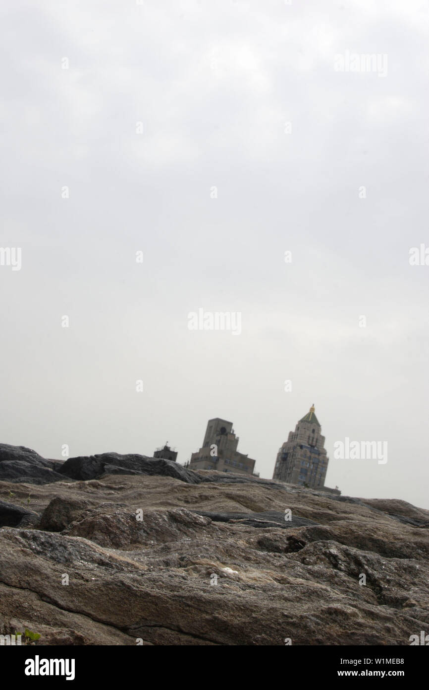 Manhattan è costruito sulle rocce, al Central Park di New York City, New York, Stati Uniti d'America, U.S.A. Foto Stock