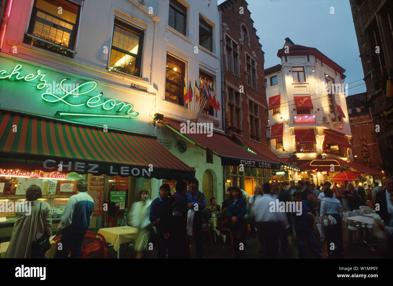 Ilot Sacré, Rue de Bouchers Bruessel Belgien Foto Stock