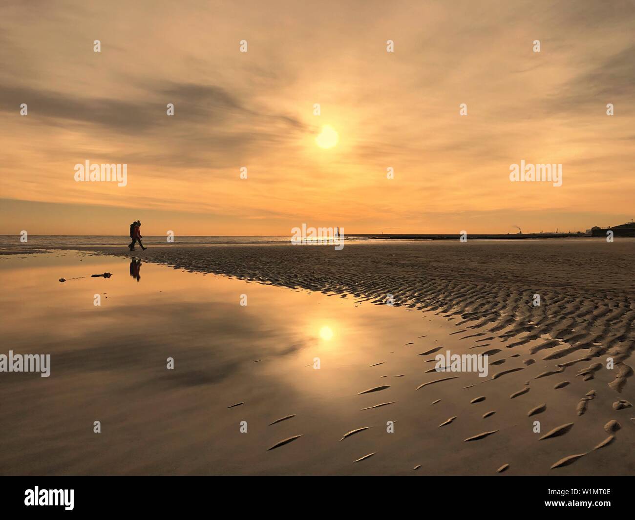 Sun seascape sabbia alba tramonto Foto Stock