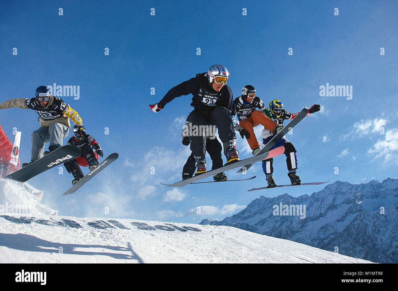 Snowboard, Boardercross, Val di Sole, Italien Foto stock - Alamy