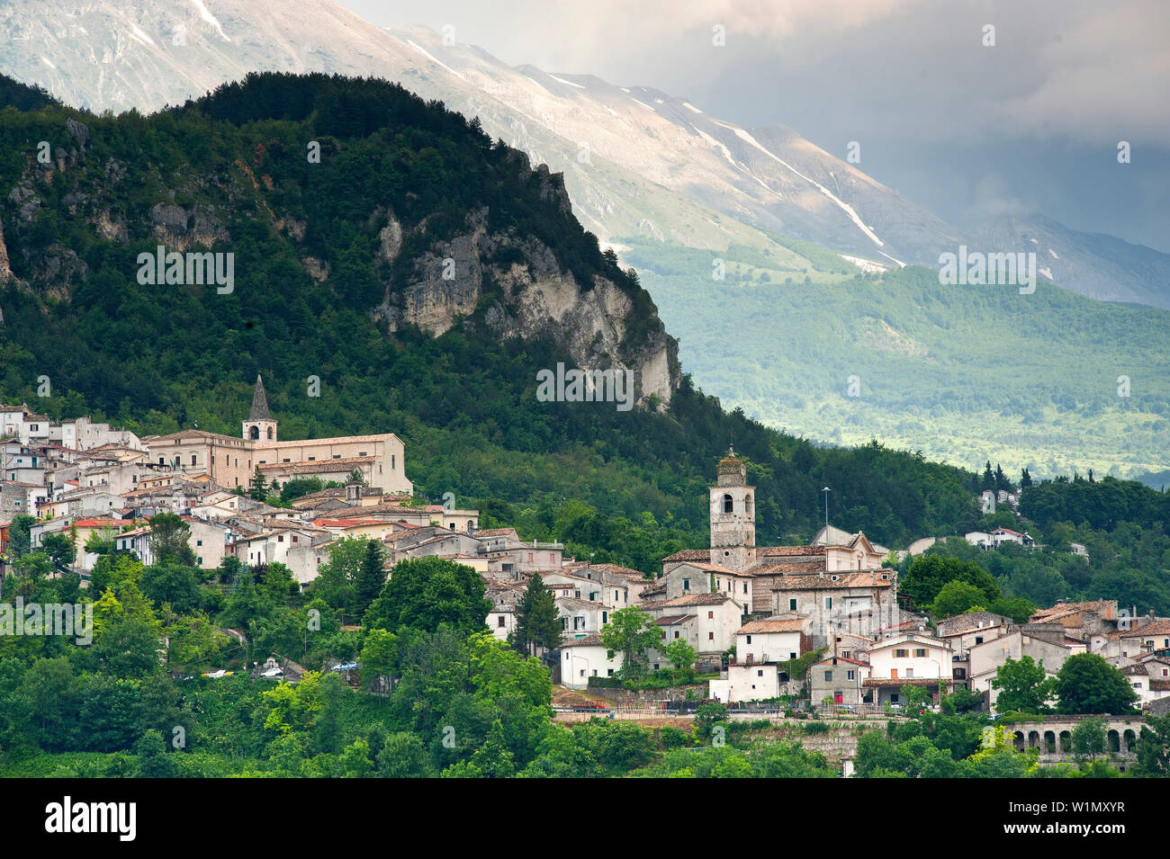 La città termale di Caramanico Terme in Majella NP Foto Stock