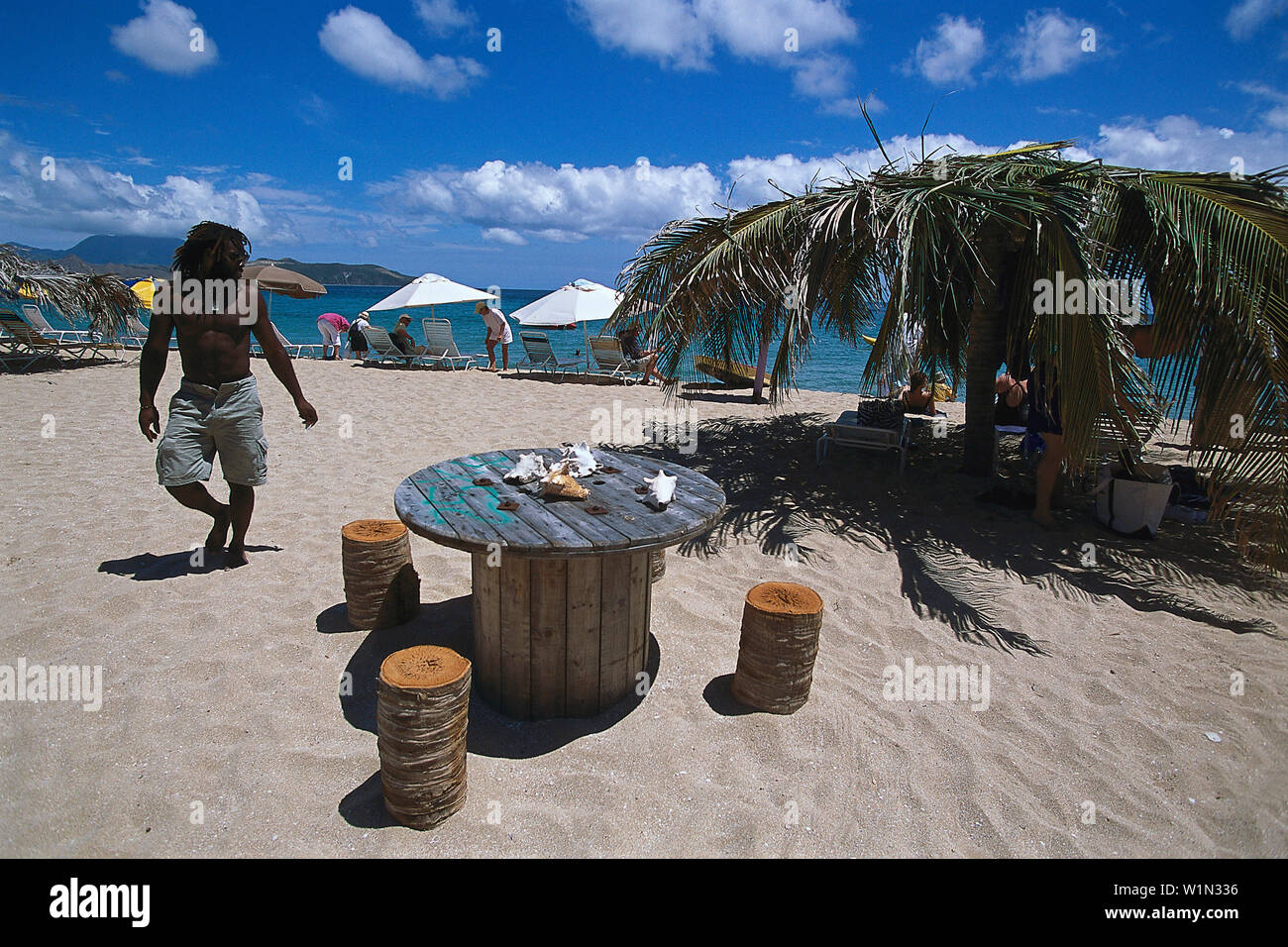 Friar's Bay Beach, vicino Basseterre St Kitts, Caraibi Foto Stock