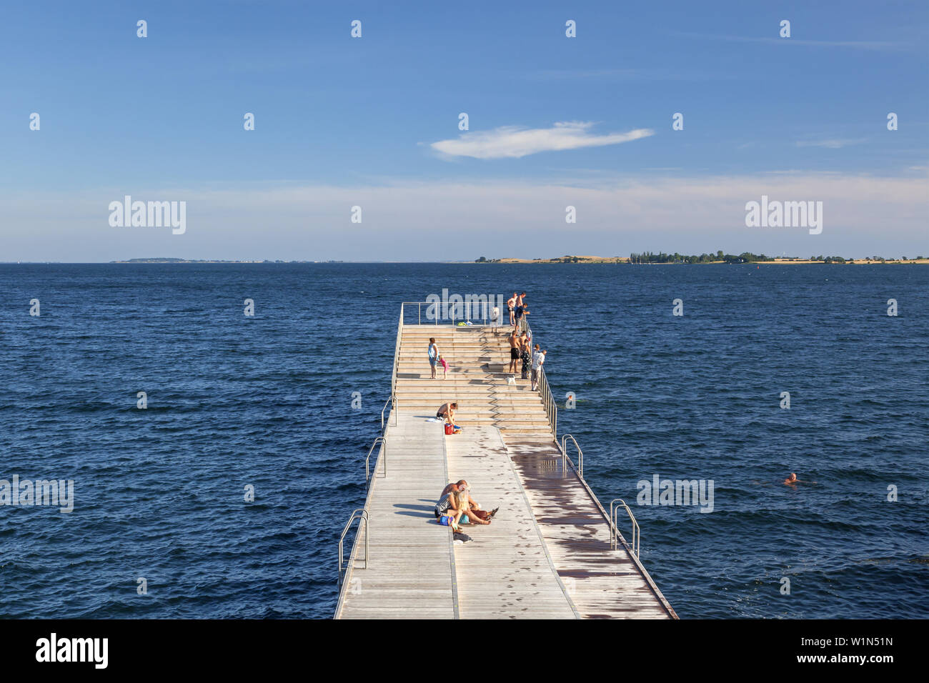 Nuoto posto vicino al porto a Faaborg sull'isola di Funen, danese del Mare del sud le isole, sud della Danimarca, la Danimarca, la Scandinavia, il Nord Europa Foto Stock