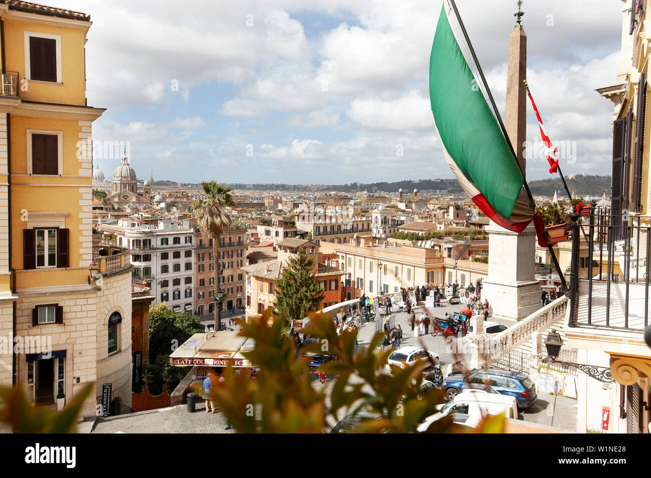 La vista dalla finestra di Hotel Hassler su plattform della Scalinata di piazza di Spagna, Piazza della Spangna, Roma, lazio, Italy Foto Stock