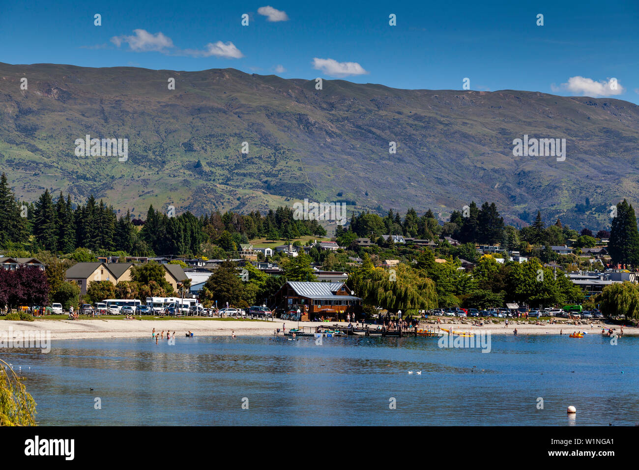 Il lago Wanaka, Regione di Otago, Isola del Sud, Nuova Zelanda Foto Stock