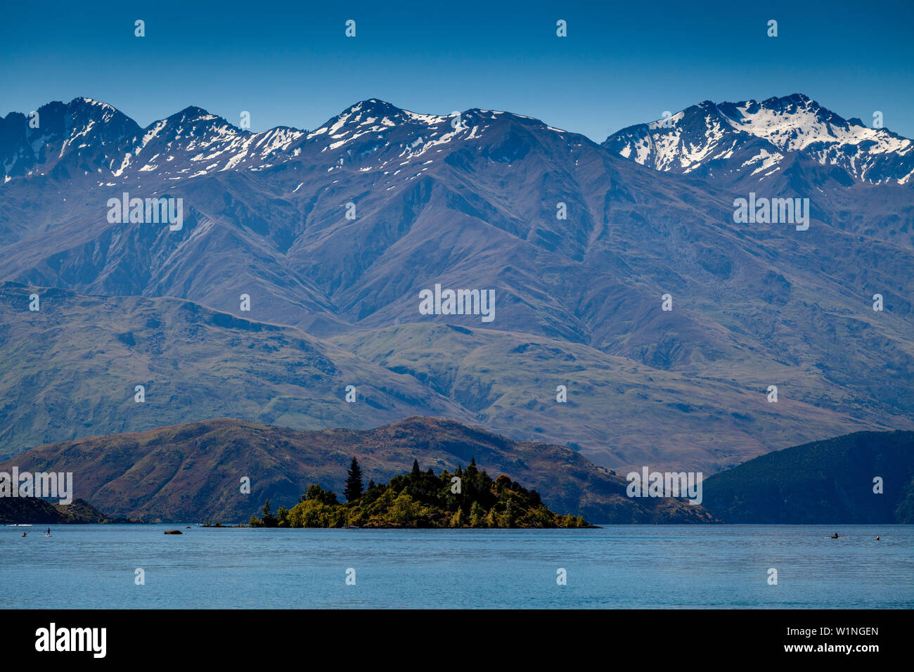 Il lago Wanaka, Regione di Otago, Isola del Sud, Nuova Zelanda Foto Stock
