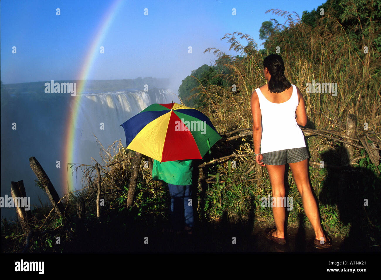 Victoria-Faelle mit Regenbogen, Simbabwe, Zambia Afrika Foto Stock