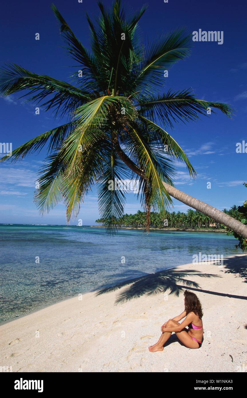 Strand, Kokospalmen, Dominikanische Republik Karibik Foto Stock