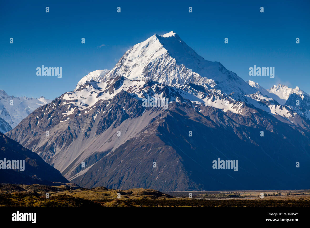 Mt Cook (Aoraki), il Parco nazionale di Mount Cook, isola del Sud, Nuova Zelanda Foto Stock