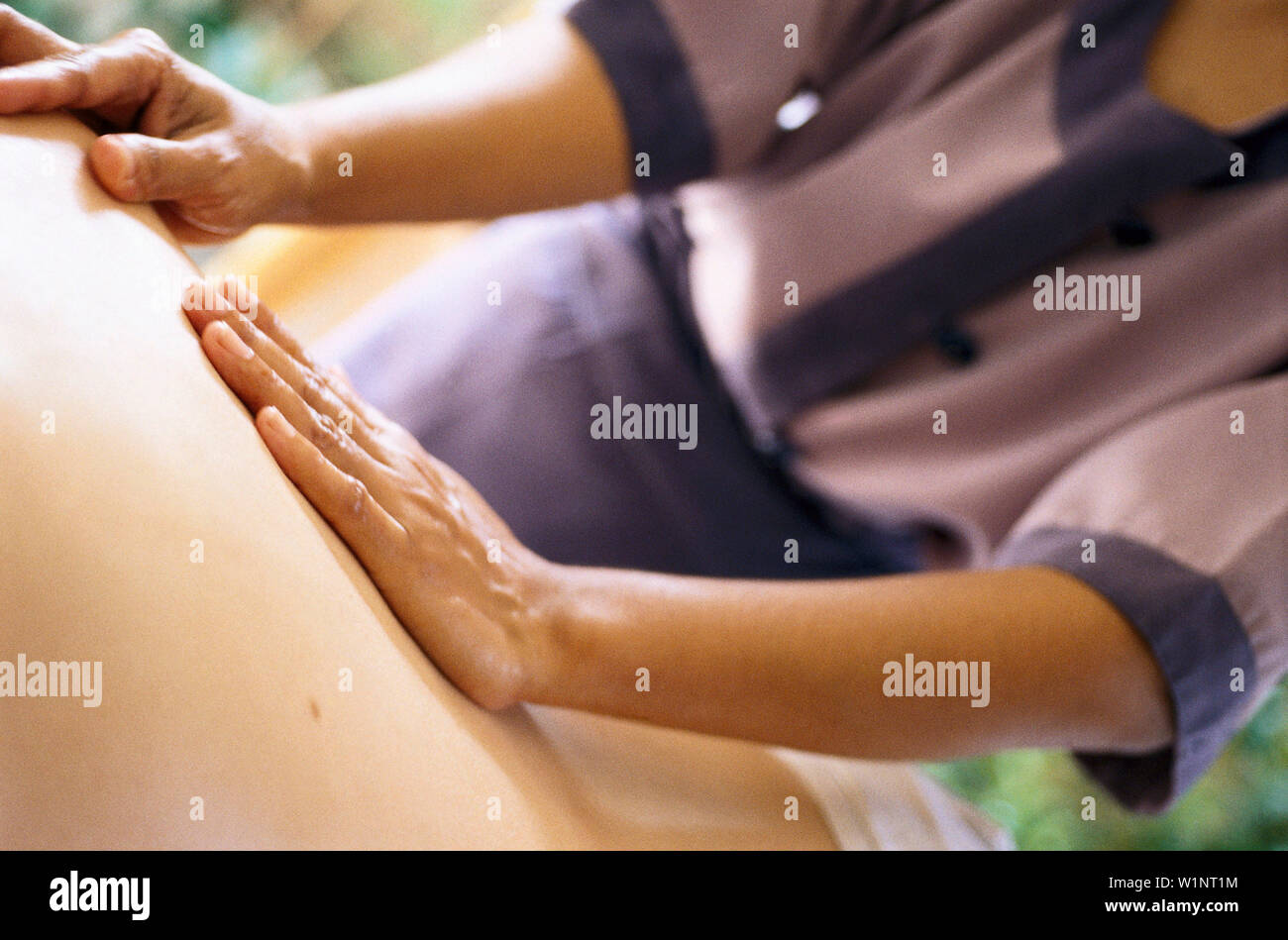 Massaggi, Hotel spa Banyan Tree Vabbinfaru, Maledive Isola Foto Stock