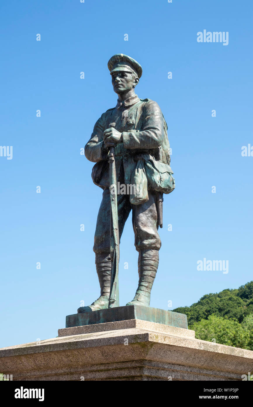 Ironbridge Shropshire Ironbridge guerra memoriale soldato statua ironbridge gola del ponte di ferro Shropshire inghilterra GB UK europa Foto Stock