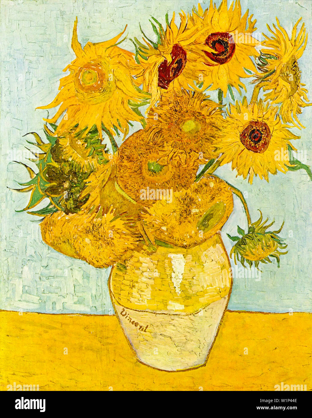 Vincent Van Gogh, girasoli. Vaso con dodici girasoli, natura morta dipinto, 1888 Foto Stock