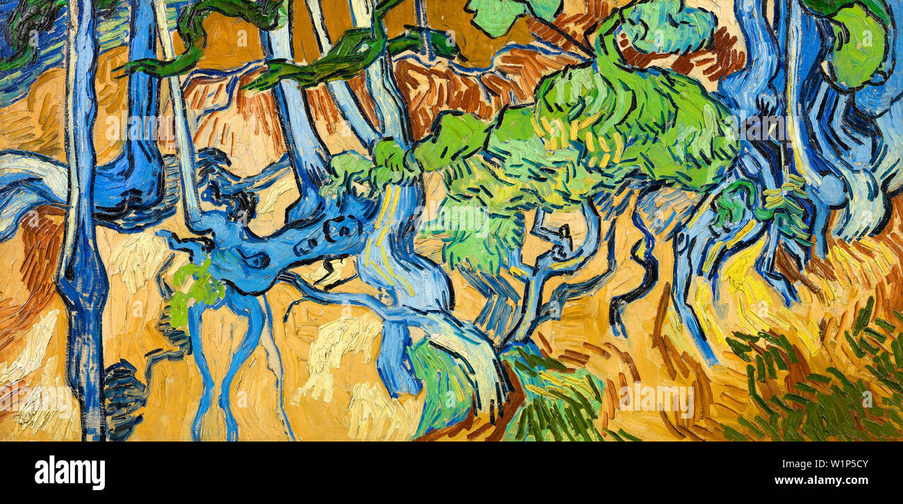 Vincent Van Gogh, radici di albero, pittura, 1890 Foto Stock