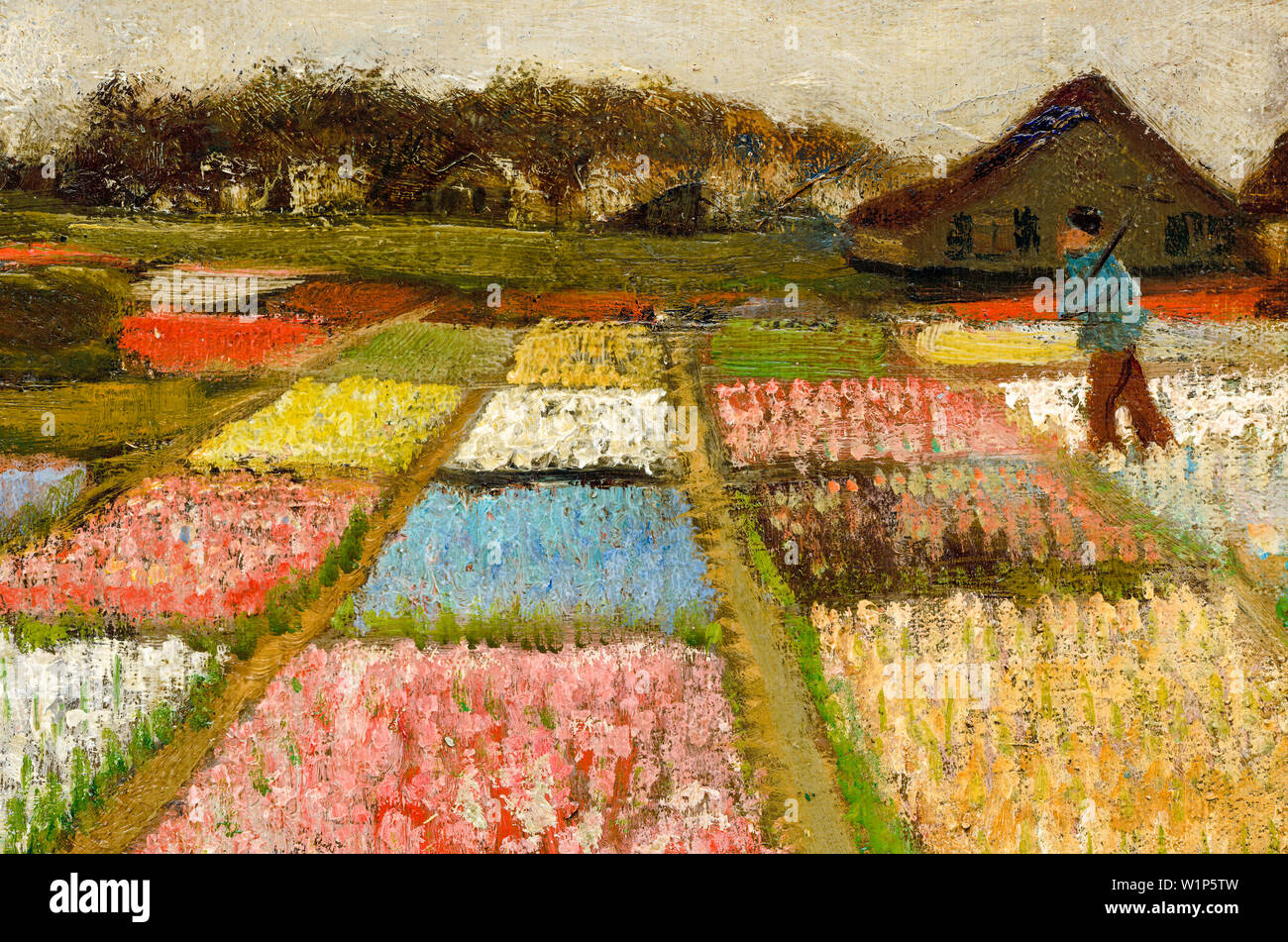Vincent Van Gogh, letti di fiori in Olanda, campi di tulipani, la pittura di paesaggio di dettaglio, 1883 Foto Stock