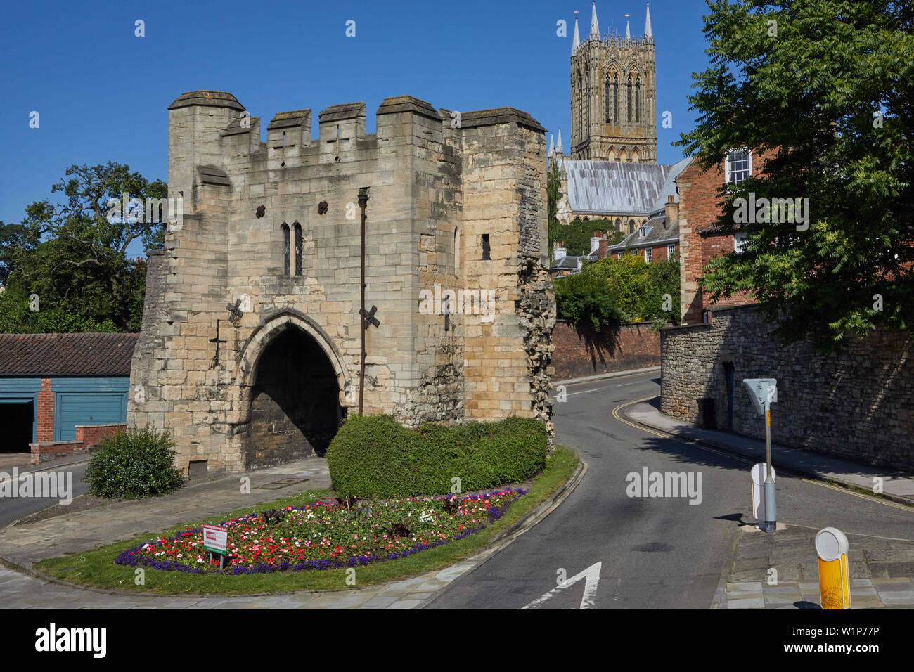 Pottergate Arch, Lincoln. Regno Unito rimane del sud-est del gateway del muro medievale che ha circondato la comunità della Cattedrale di Lincoln nel XIII sec. Foto Stock