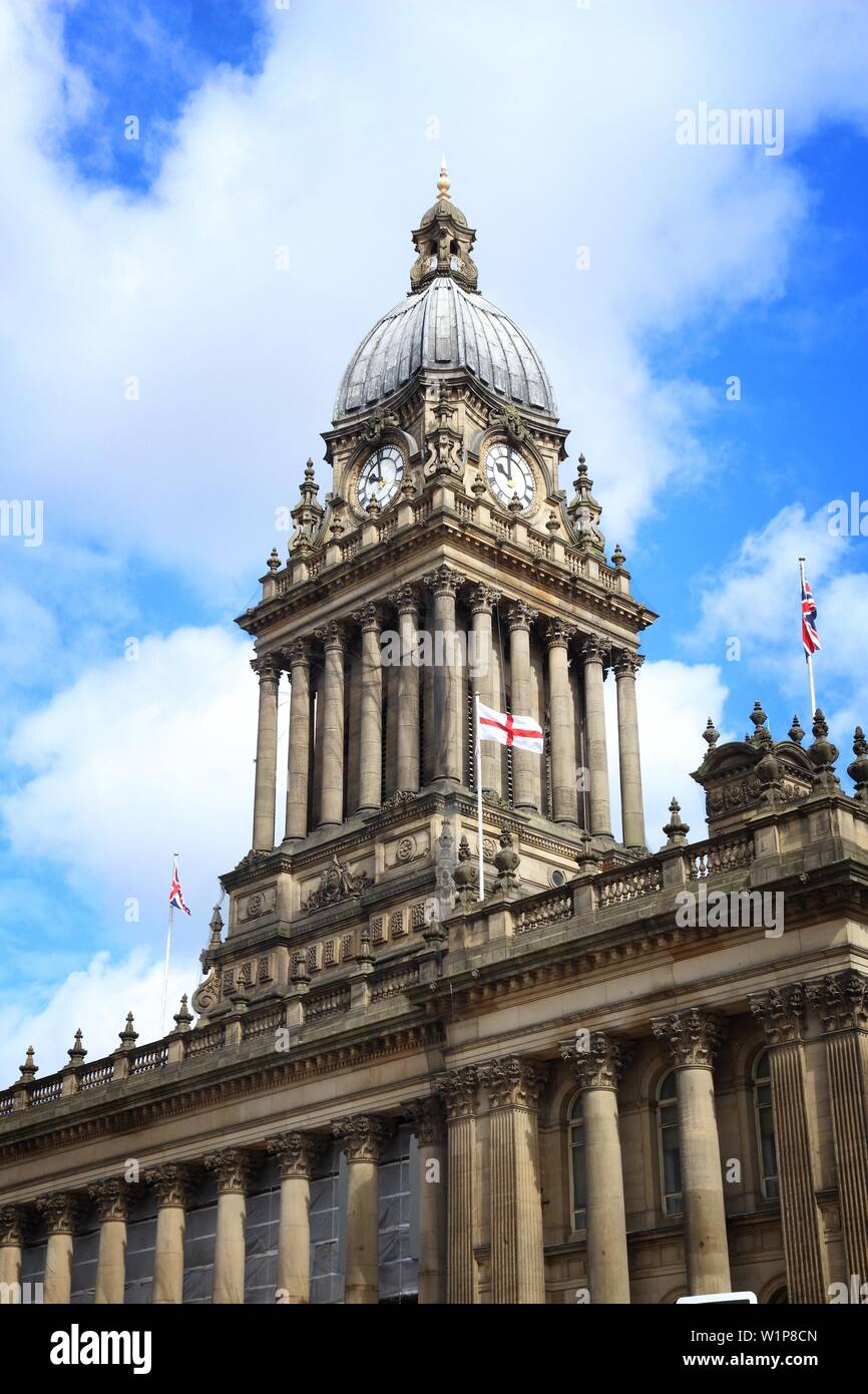 Leeds City Hall - architettura nel West Yorkshire, Regno Unito. Foto Stock