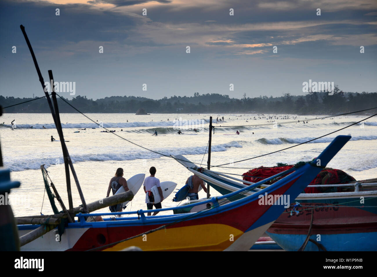 Spiaggia di Weligama Southcoast, Sri Lanka Foto Stock