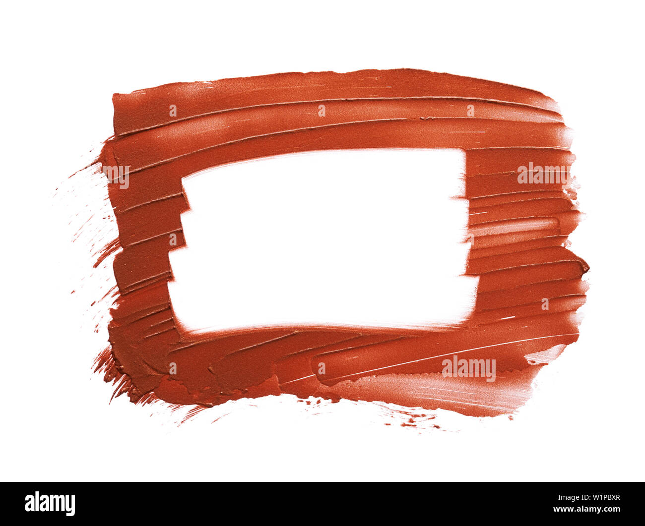 Macchie e texture di bronzo lip gloss isolati su sfondo bianco Foto Stock