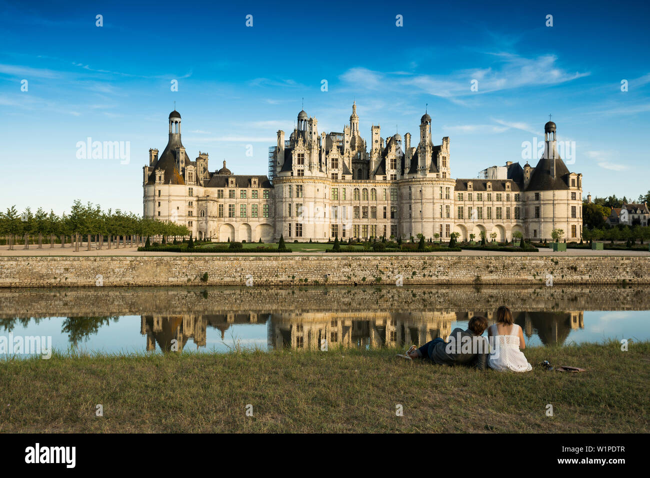 Castello di Chambord, facciata nord, Sito Patrimonio Mondiale dell'UNESCO, Chambord, Loire, Dipartimento Loire et Cher, Regione centrale, Francia Foto Stock